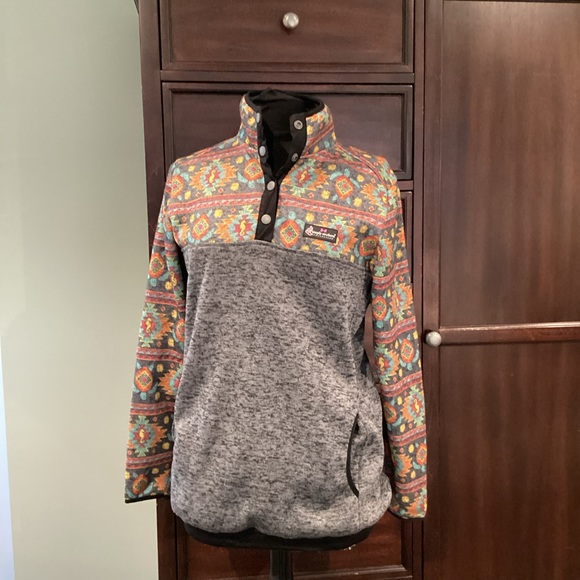Simply Southern Fleece Pullover Women's Aztec Large Snap-T Lined Knit w/ Pockets - Picture 1 of 8